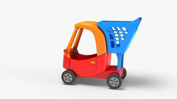 Shopping Cart Low-poly 3D model 4