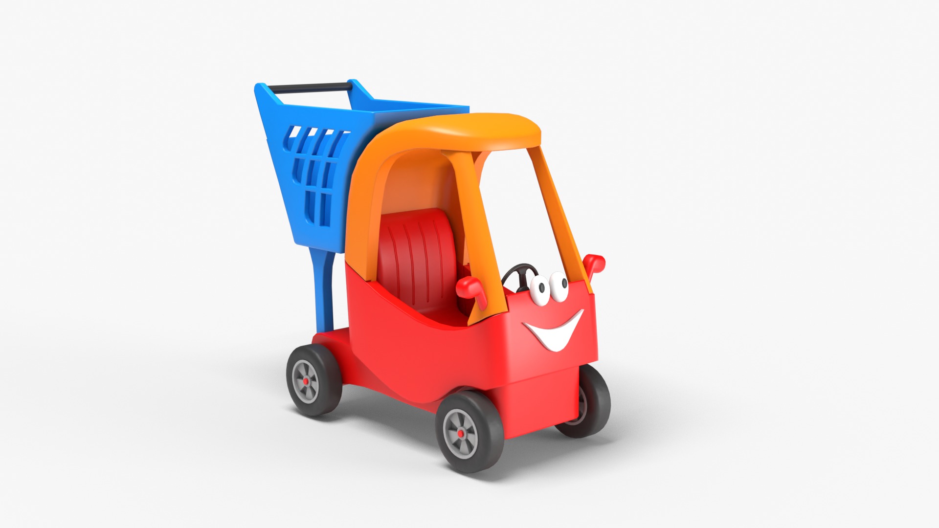 Shopping Cart Low-poly 3D model_10