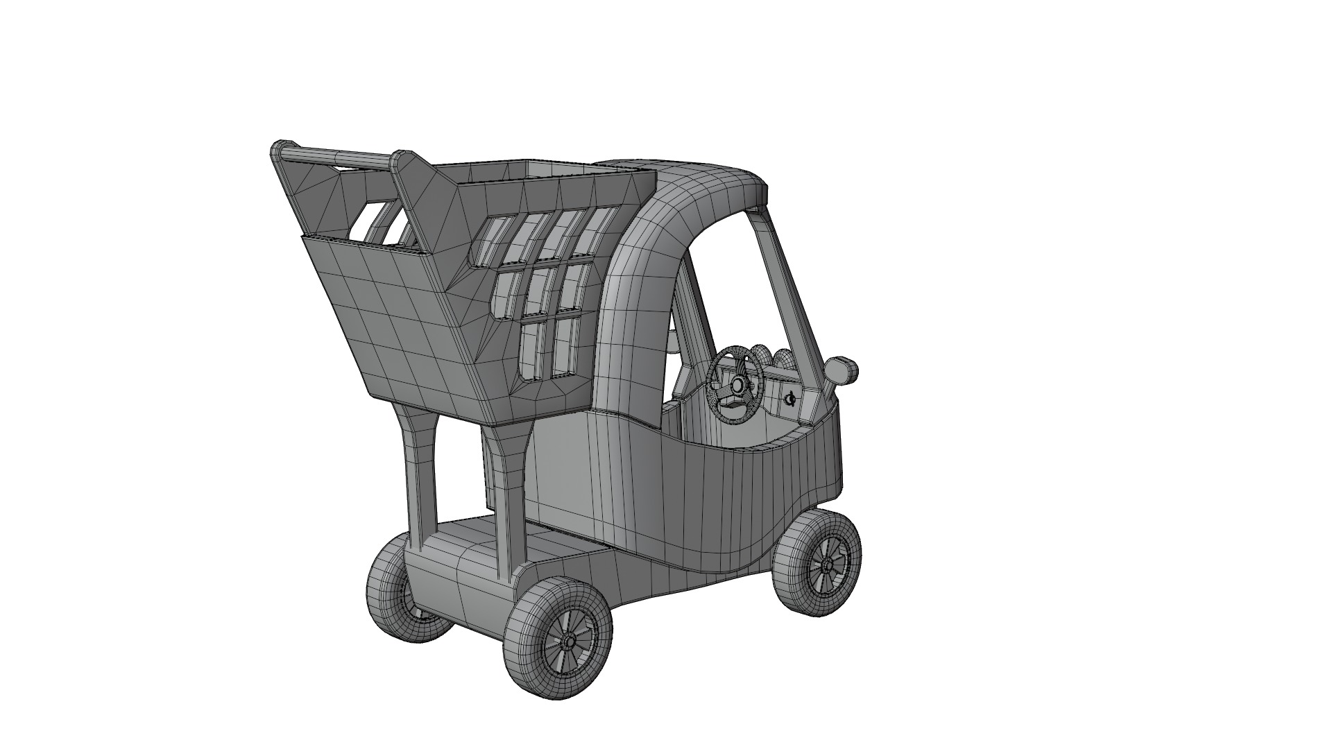 Shopping Cart Low-poly 3D model_16