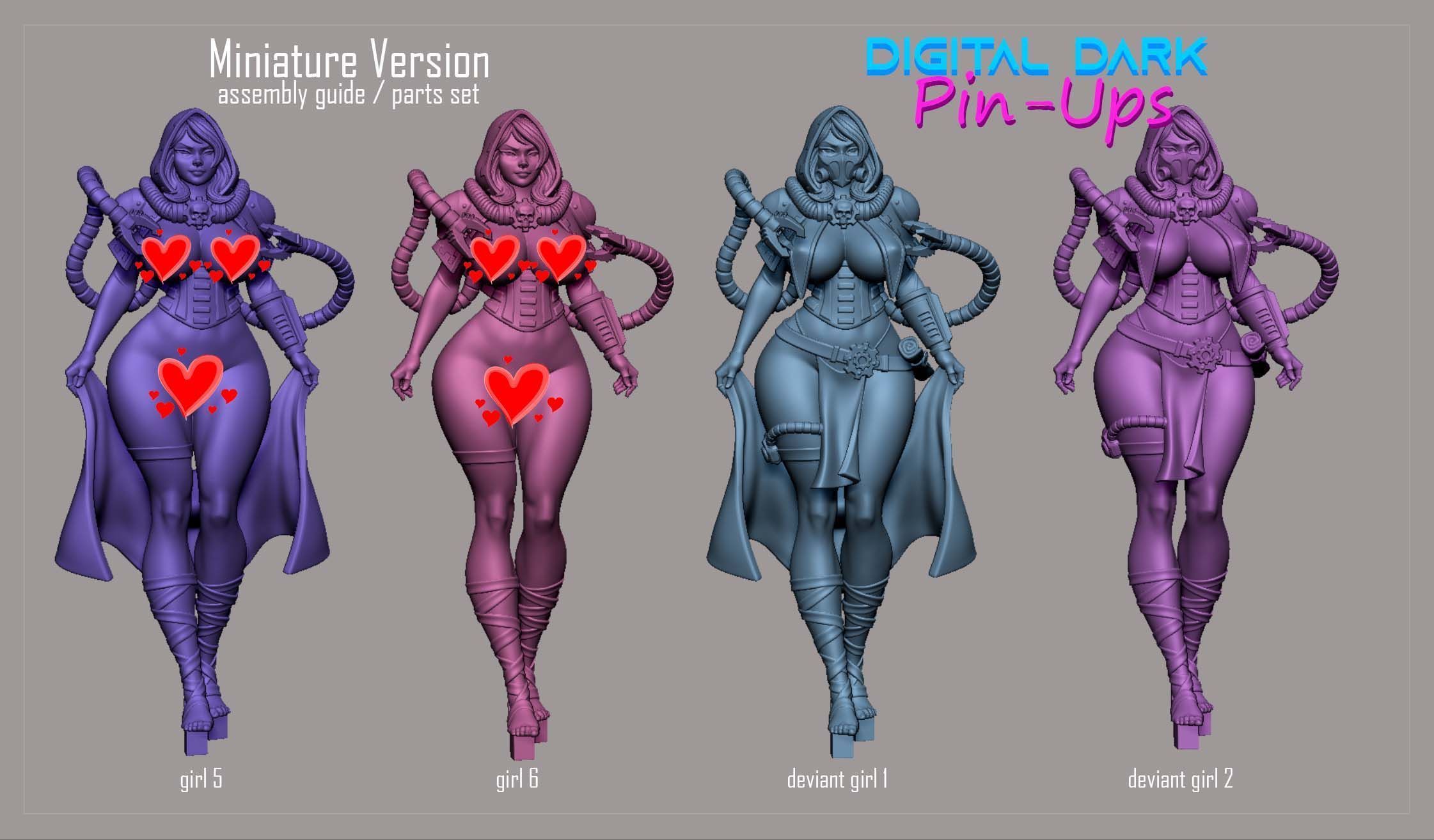 Female Tech Priest with NSFW version and Miniatures 3D print model_13