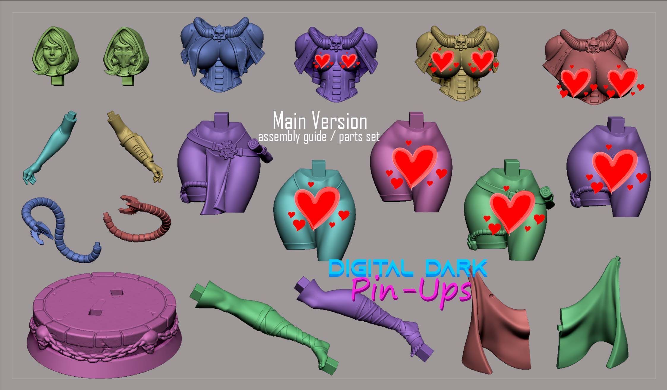 Female Tech Priest with NSFW version and Miniatures 3D print model_10