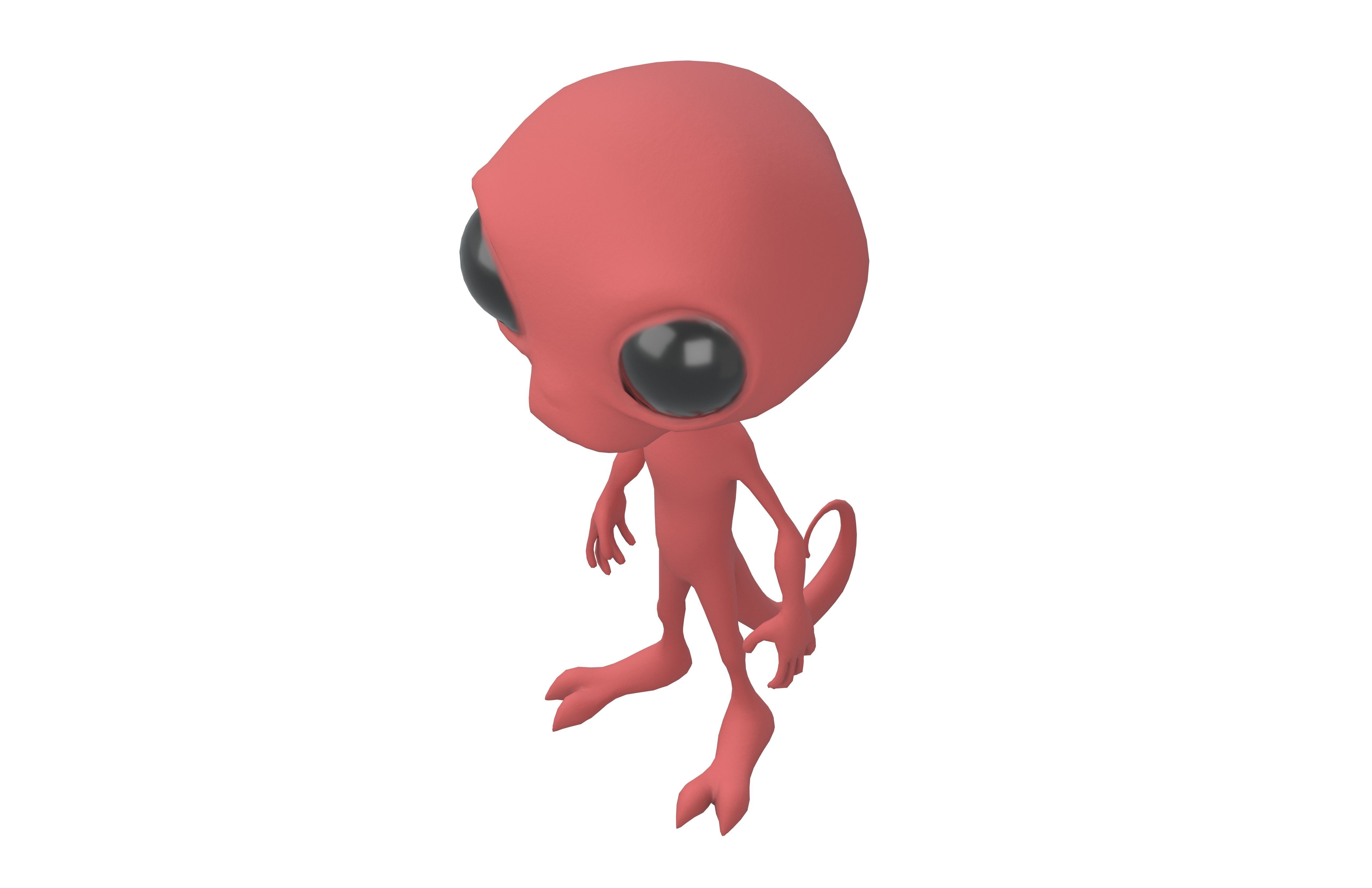 Cartoon Alien v2 005 Low-poly 3D model_2