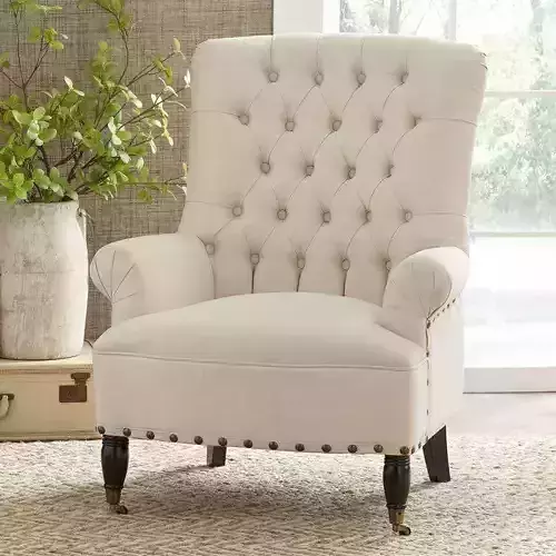Bull Isley Wide Tufted Linen Arm Chair Sofa 3D model