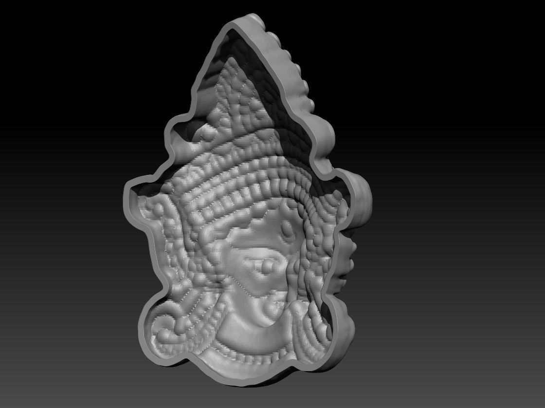 MAA DURGA FACE PENDANT  3D model_1