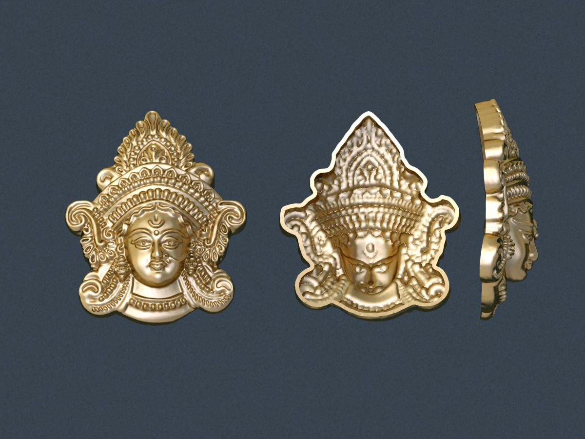 MAA DURGA FACE PENDANT  3D model_6