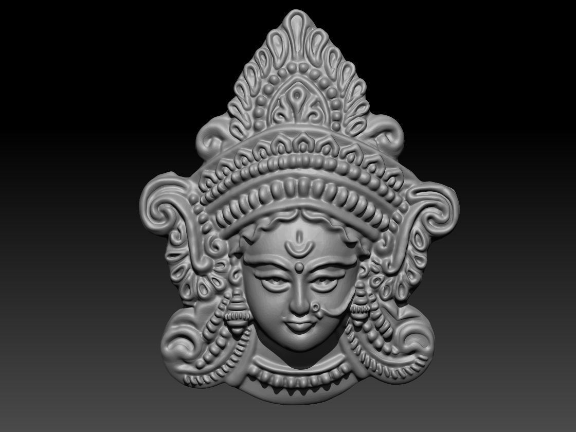 MAA DURGA FACE PENDANT  3D model_2