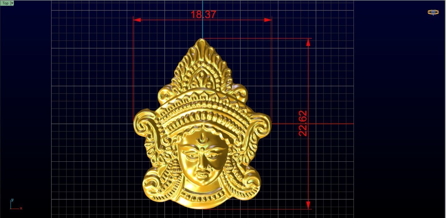 MAA DURGA FACE PENDANT  3D model_3