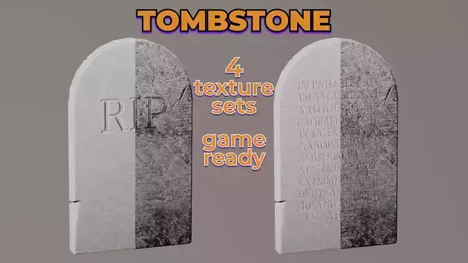 Cemetery Tombstone RIP signature dirty old Low-poly 3D model