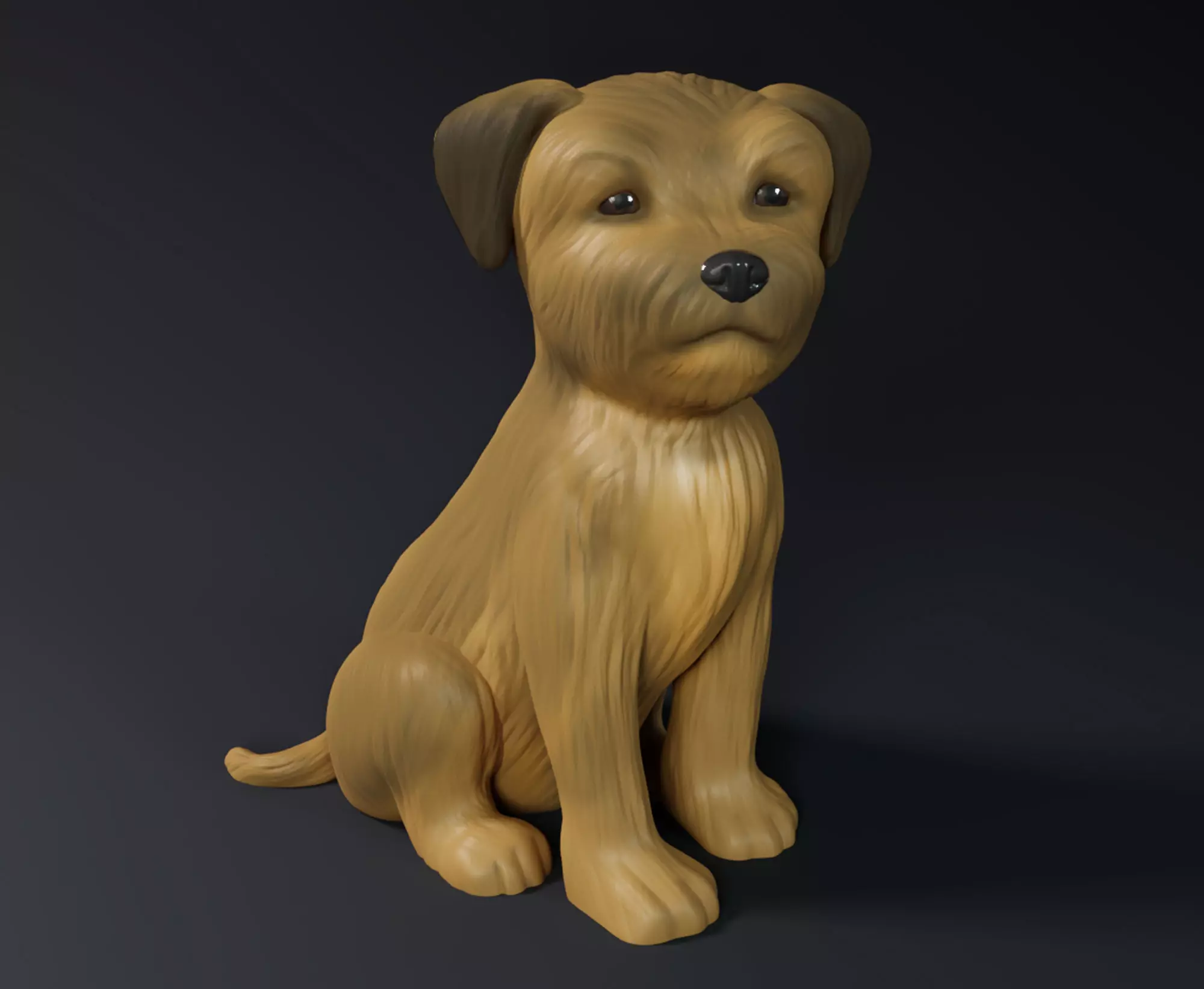 Cute Border Terrier Puppy 3D print model_0
