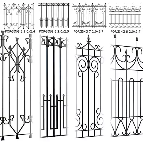 Forging set 2 ornamental wrought iron fence 3D model Forging set 2 ornamental wrought iron fence 3D model
