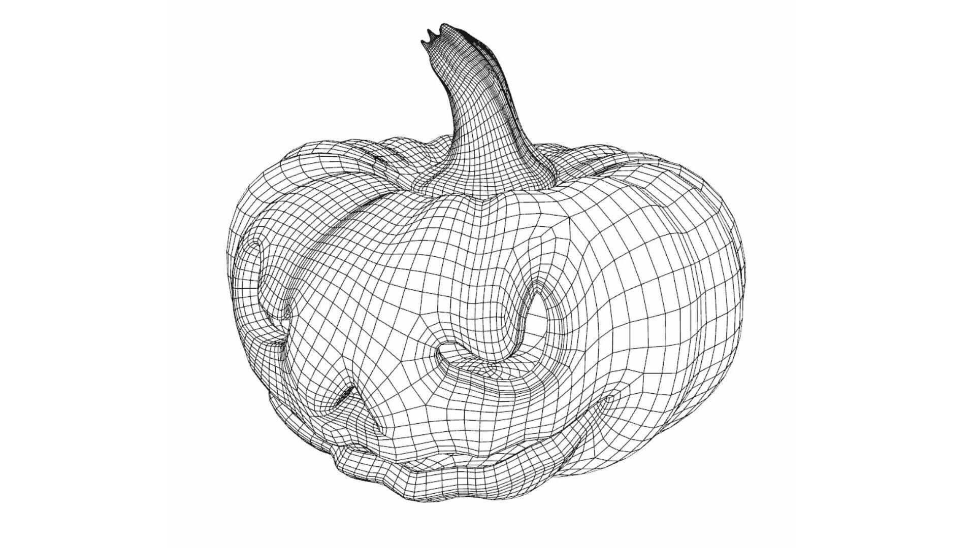 Halloween pumpkin Low-poly 3D model_5