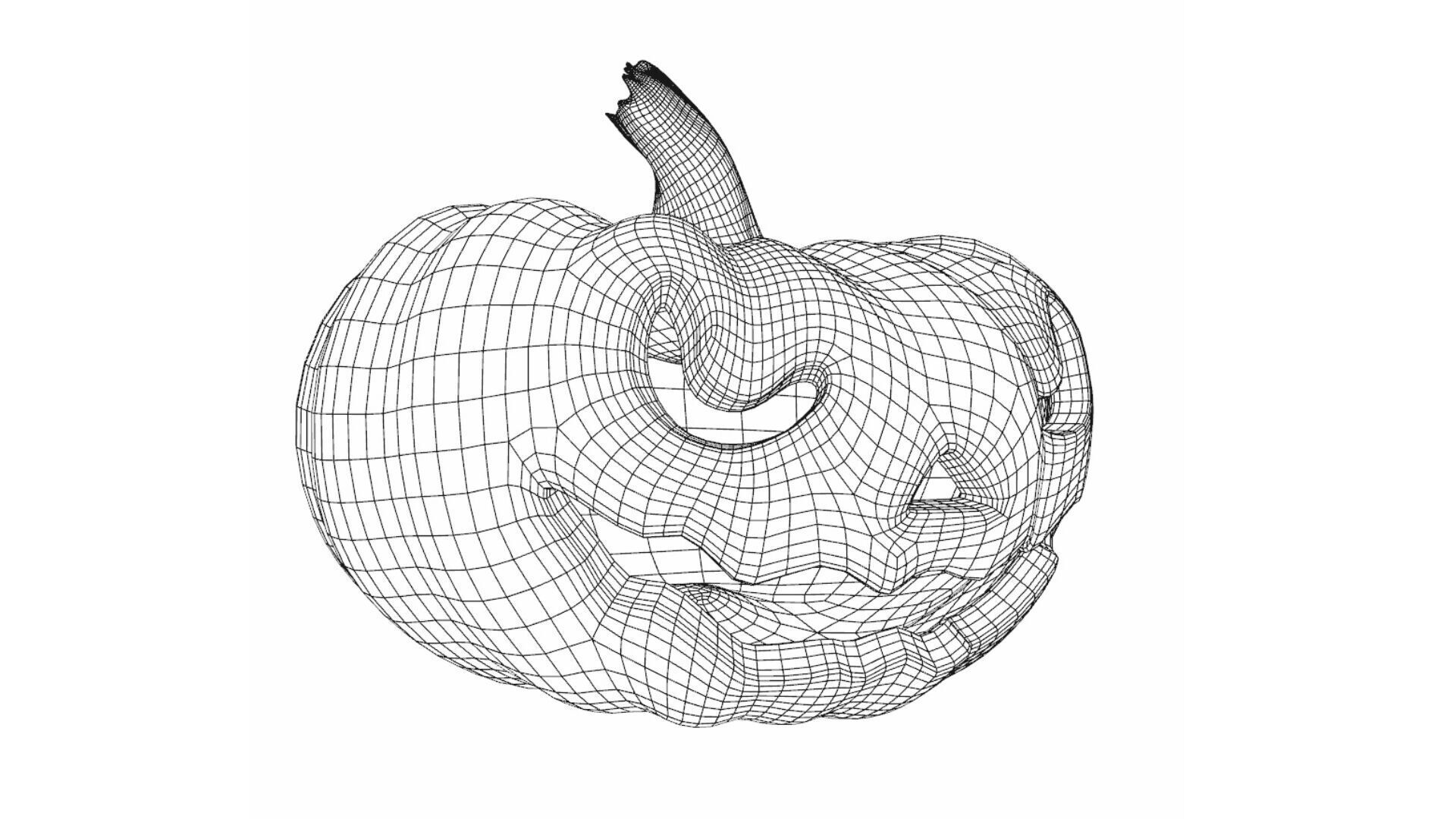 Halloween pumpkin Low-poly 3D model_6