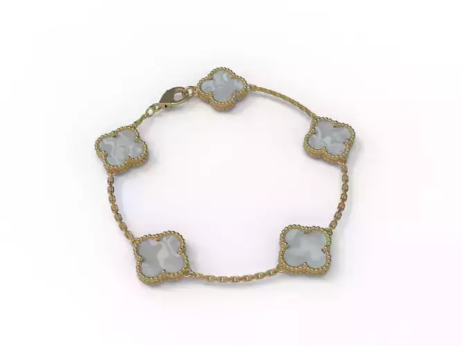 Vintage flower bracelet with smooth mother-of-pearl 12 mm 3D print model