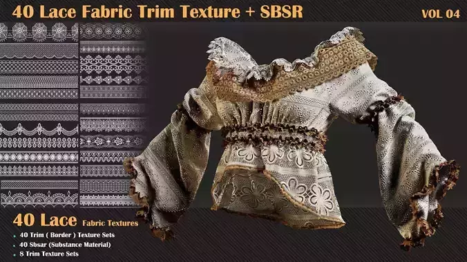 40 Lace Fabric Trim Texture and SBSR - VOL 04  