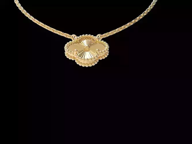 Vintage flower pendant with diamond cutted flower 12mm 3D print model