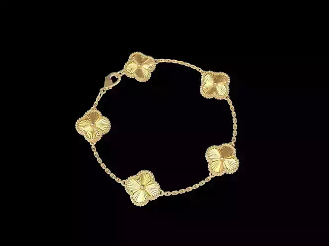 Vintage Flower Bracelet With Diamond Cutted Flower 12 mm 3D print model