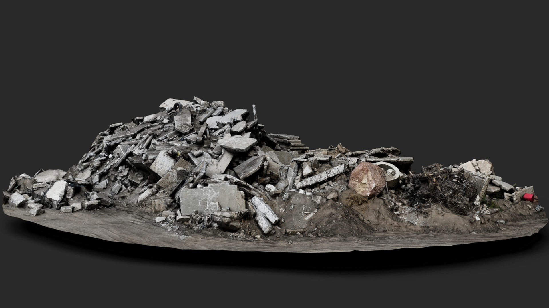 destroyed house ruins large debris pile photogrammetry Low-poly 3D model_4