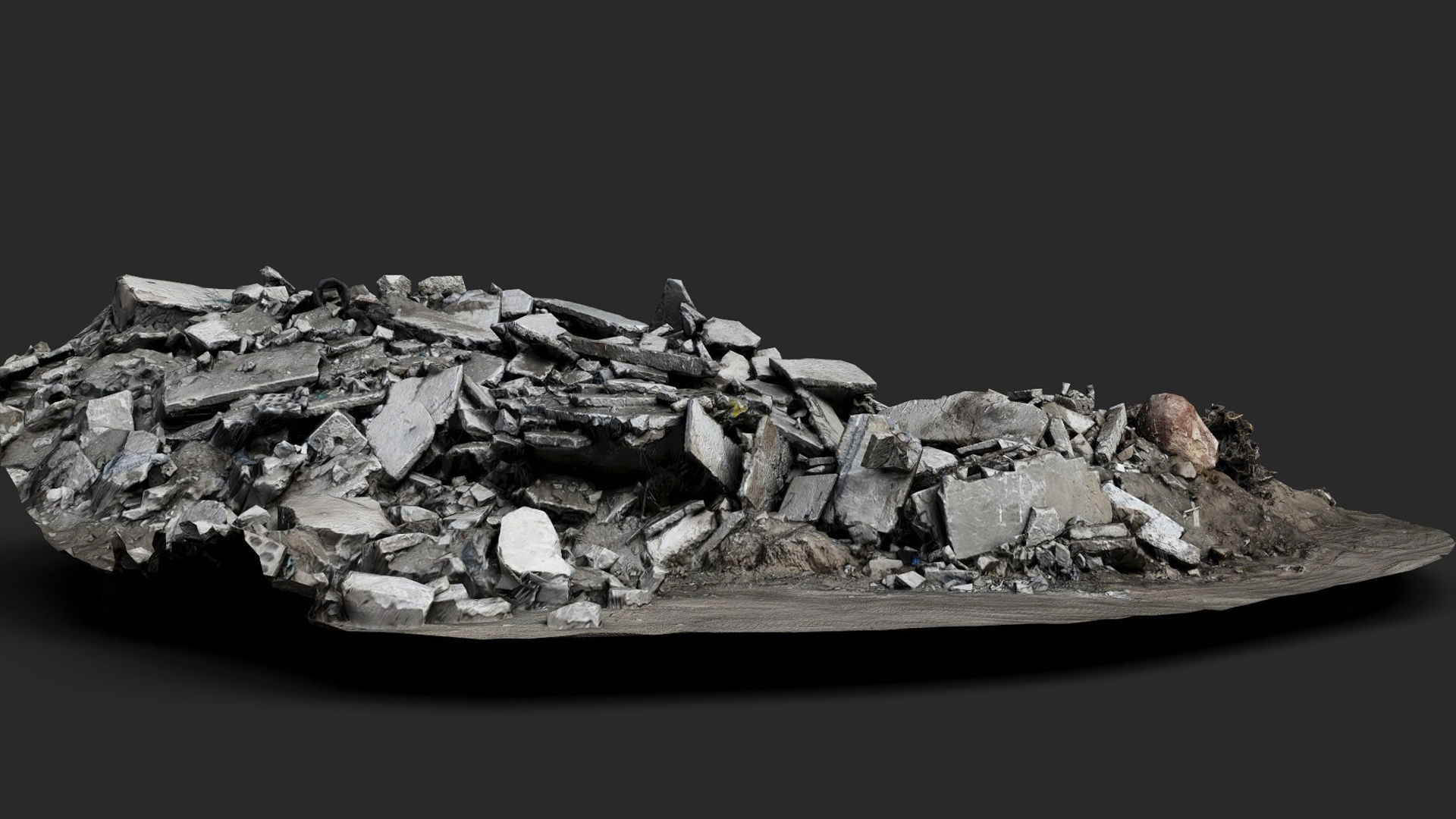 destroyed house ruins large debris pile photogrammetry Low-poly 3D model_5