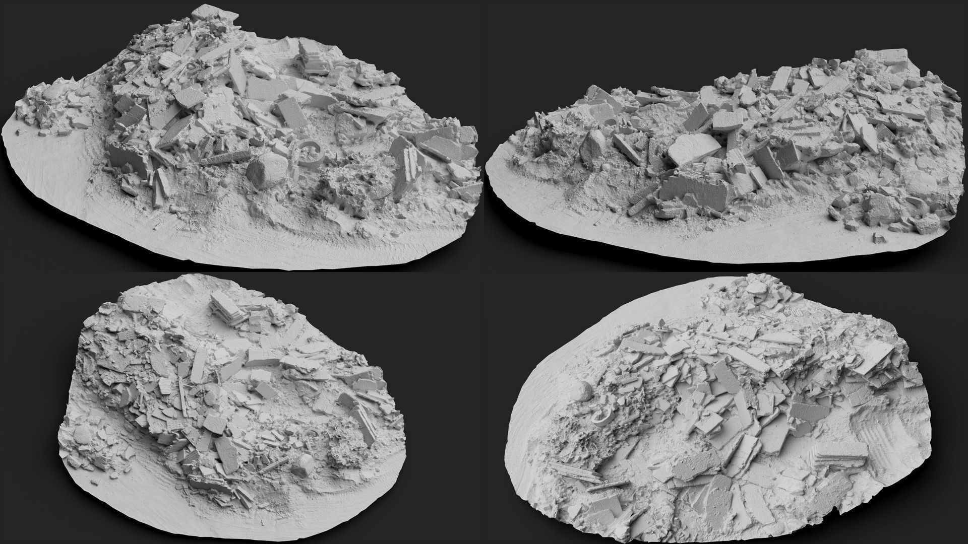 destroyed house ruins large debris pile photogrammetry Low-poly 3D model_7