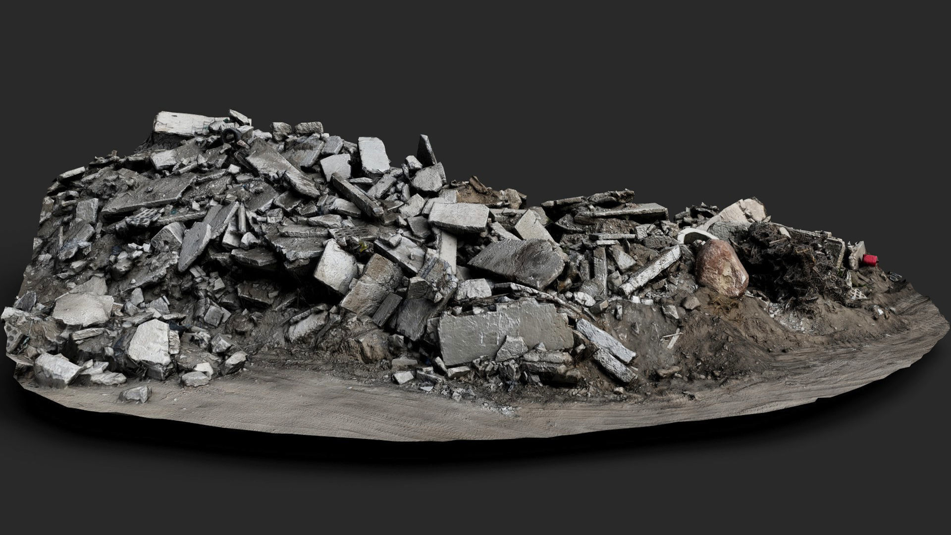 destroyed house ruins large debris pile photogrammetry Low-poly 3D model_1