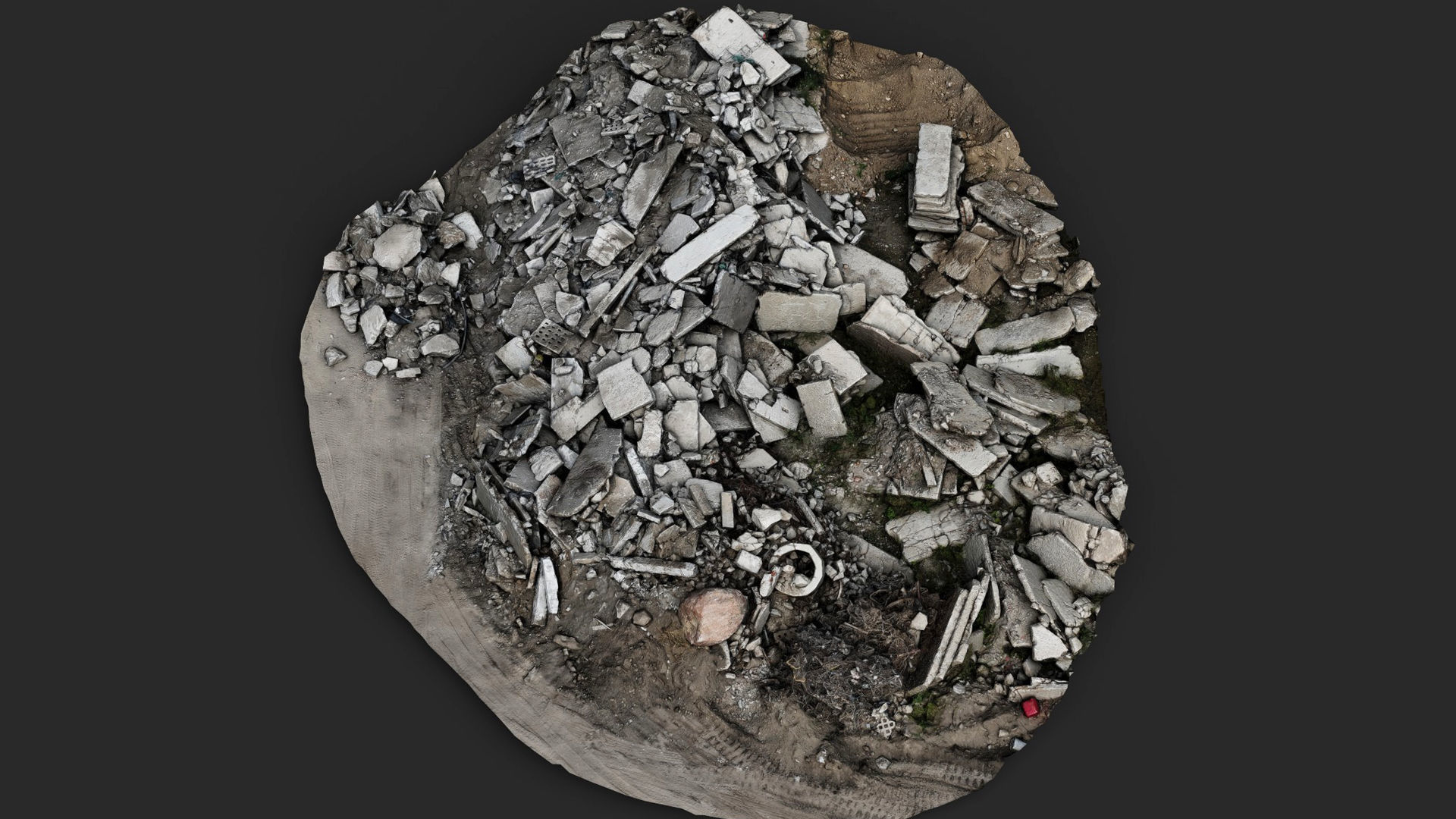 destroyed house ruins large debris pile photogrammetry Low-poly 3D model_6