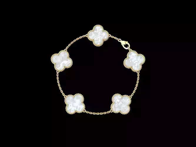 Vintage flower bracelet with smooth mother-of-pearl flower 16 mm 3D print model