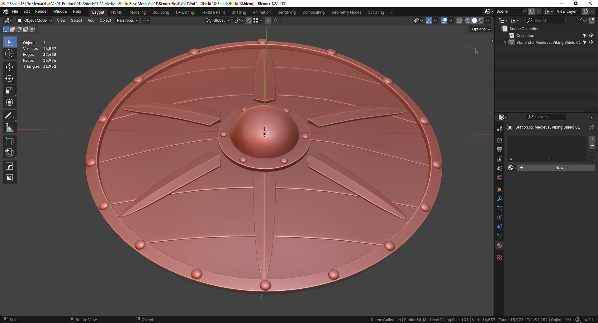 Medieval Viking Shield 01- Low-poly 3d model Low-poly 3D model_16