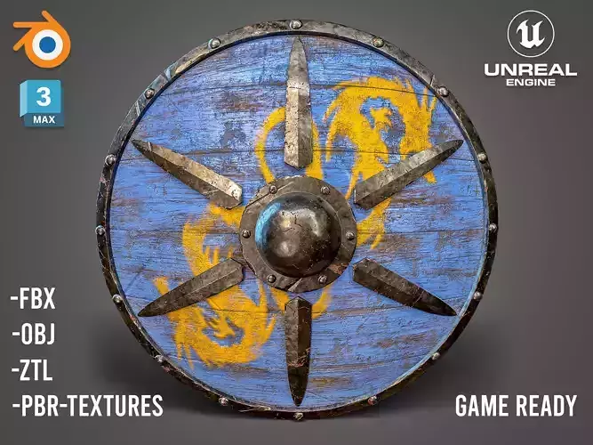 Medieval Viking Shield 01- Low-poly 3d model