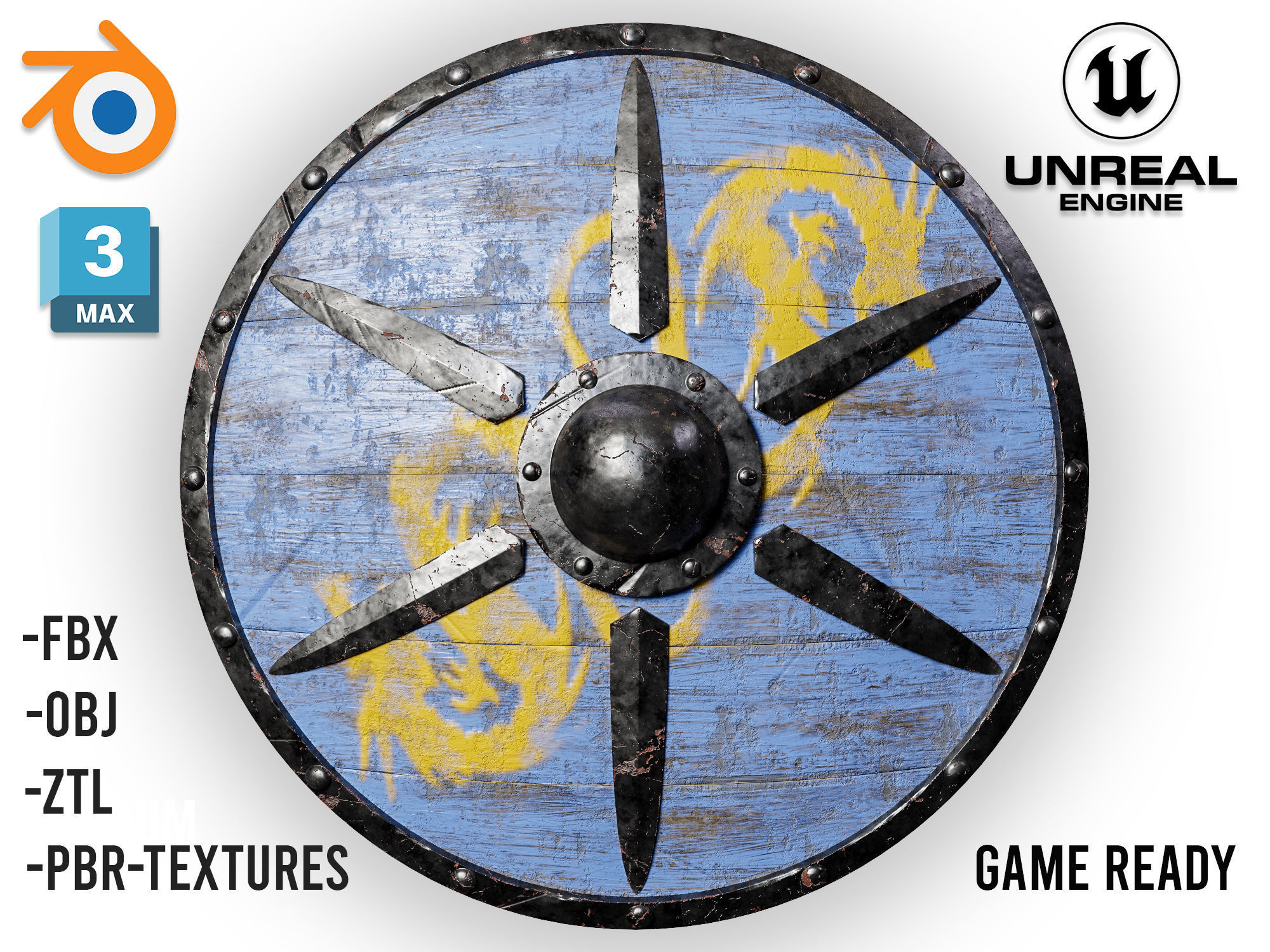 Medieval Viking Shield 01- Low-poly 3d model Low-poly 3D model_1