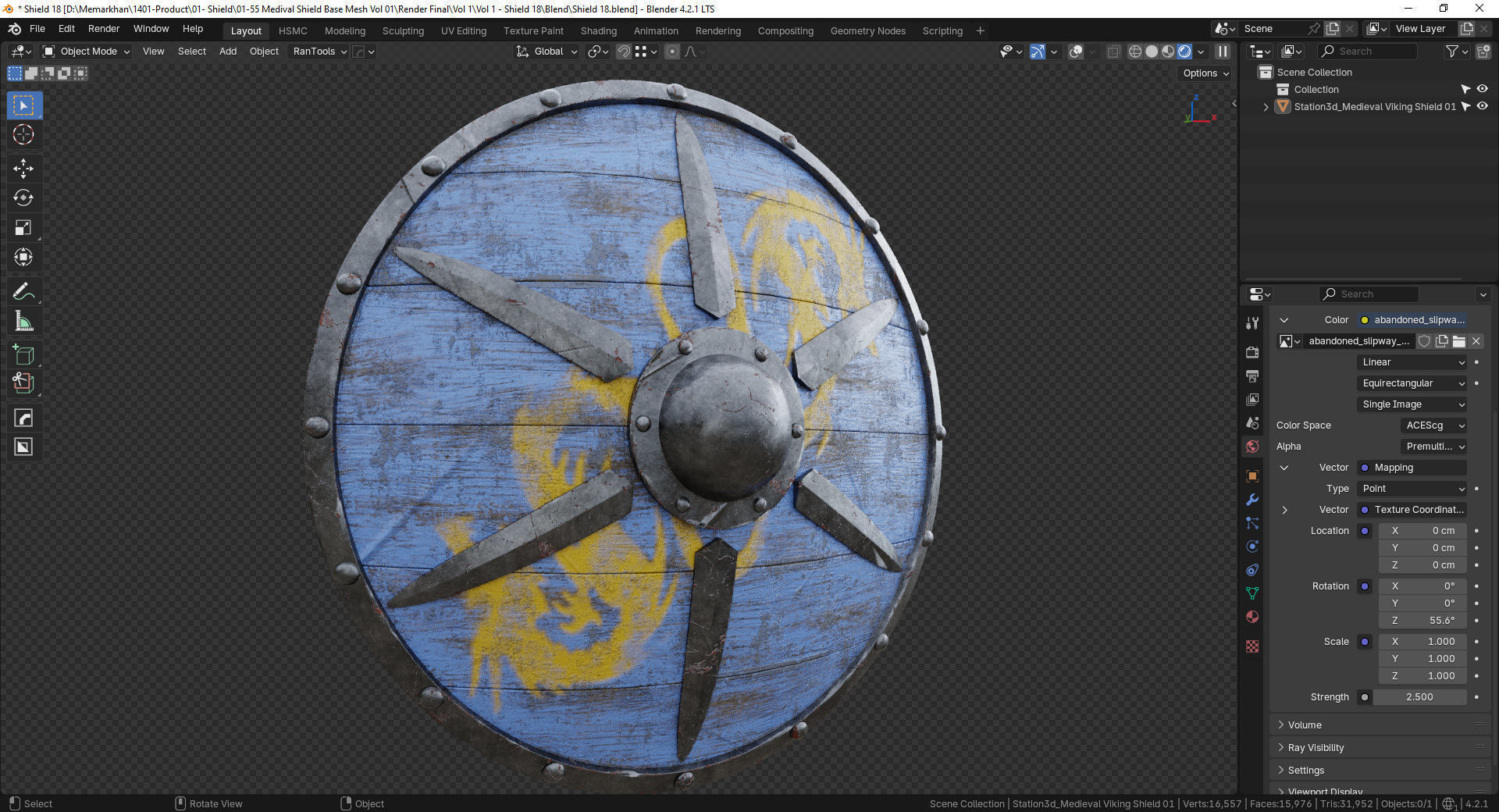 Medieval Viking Shield 01- Low-poly 3d model Low-poly 3D model_9