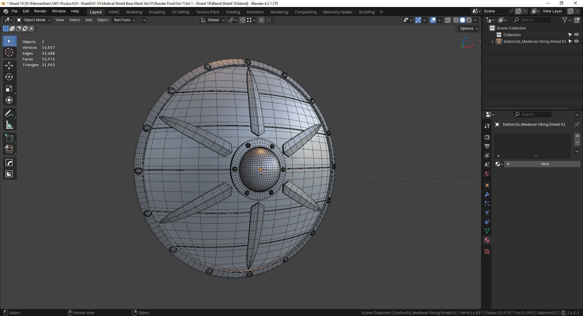 Medieval Viking Shield 01- Low-poly 3d model Low-poly 3D model_13