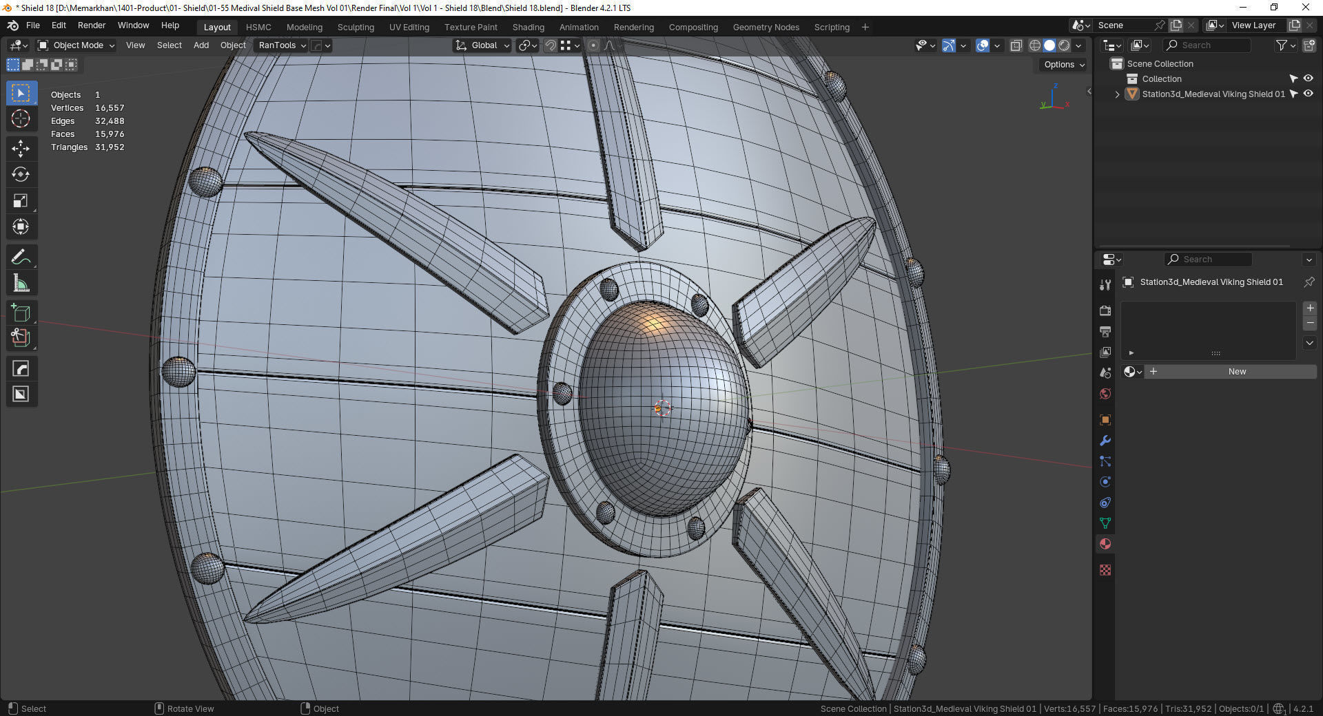 Medieval Viking Shield 01- Low-poly 3d model Low-poly 3D model_17