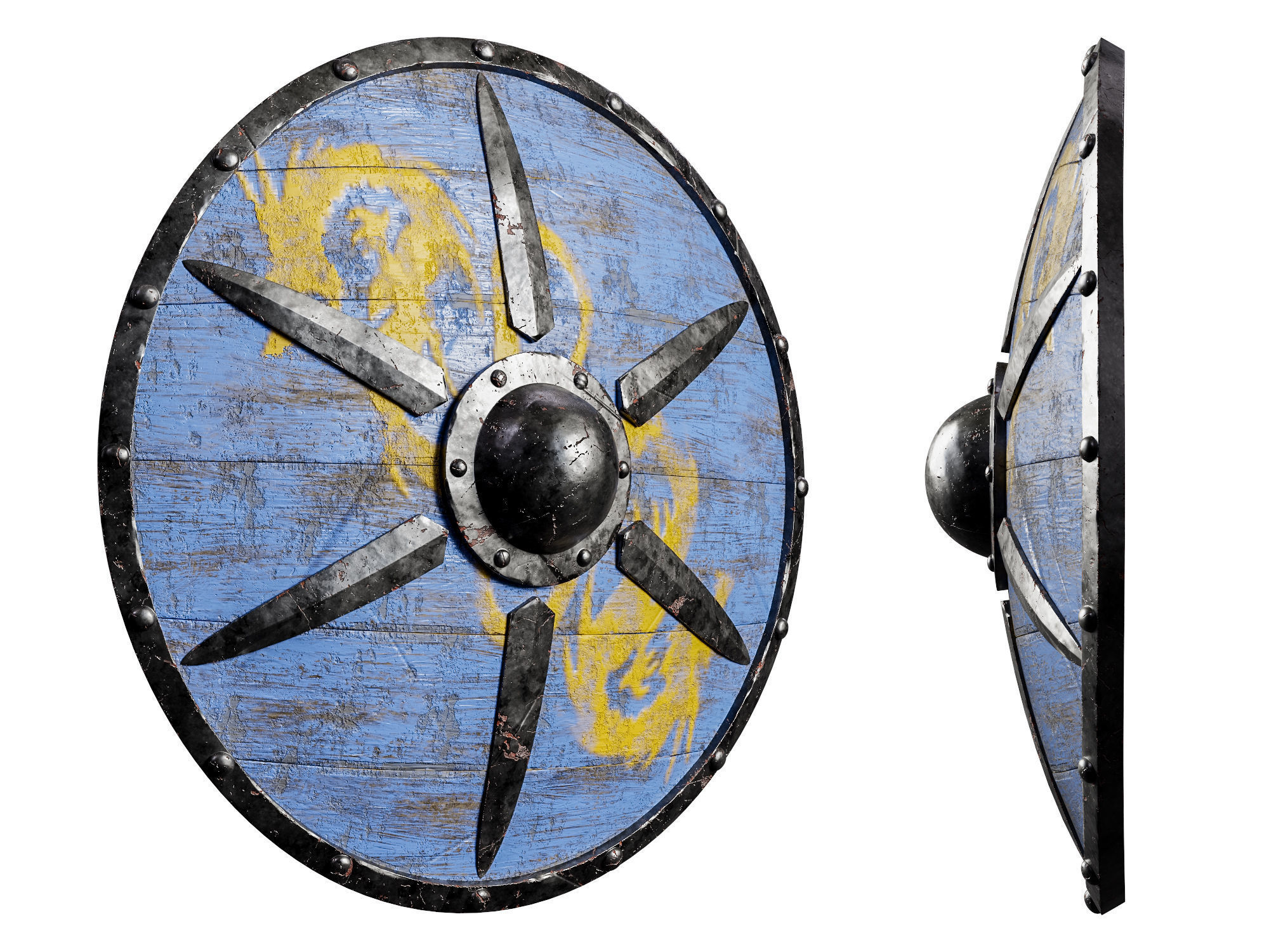 Medieval Viking Shield 01- Low-poly 3d model Low-poly 3D model_4