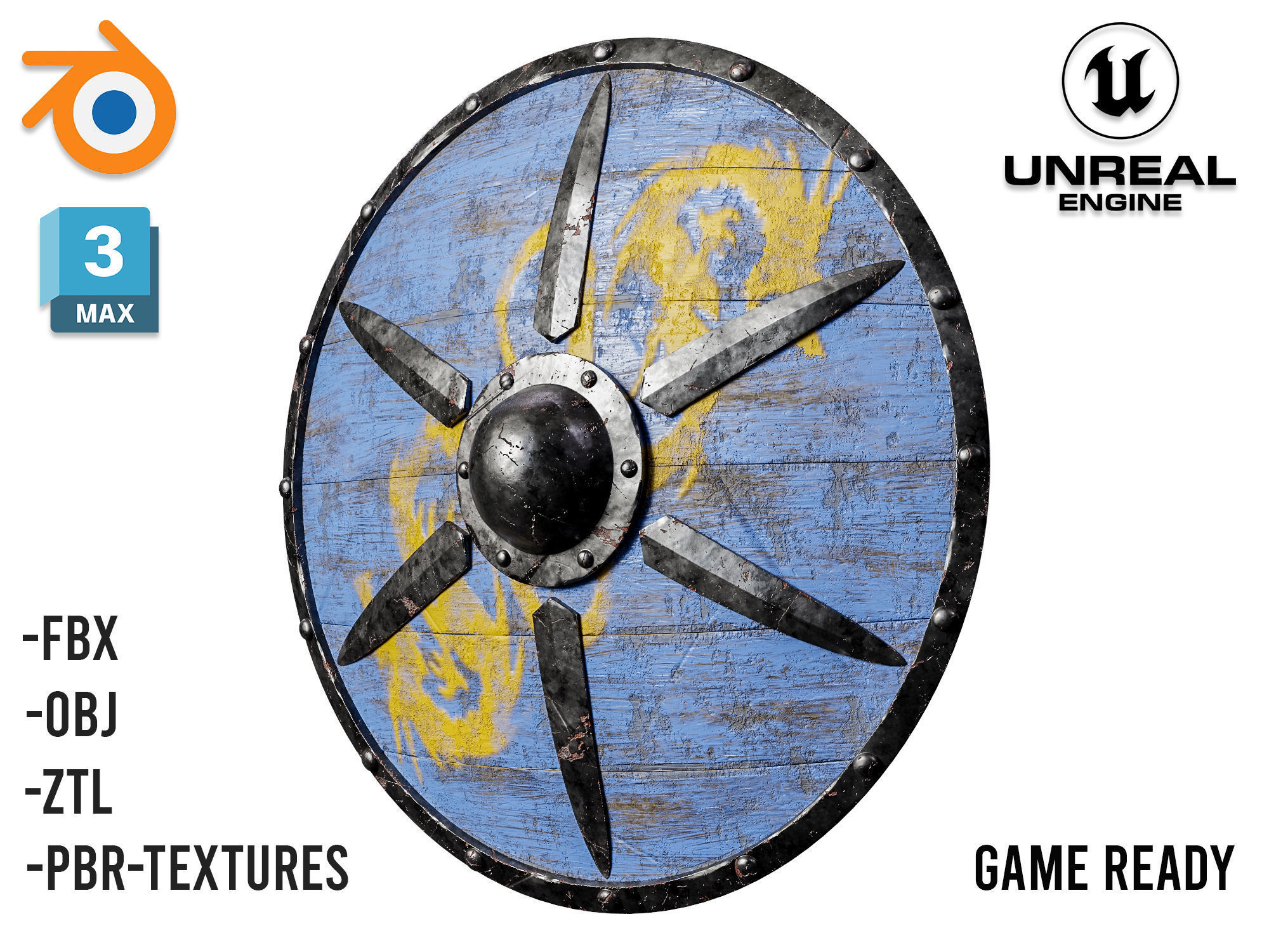 Medieval Viking Shield 01- Low-poly 3d model Low-poly 3D model_2