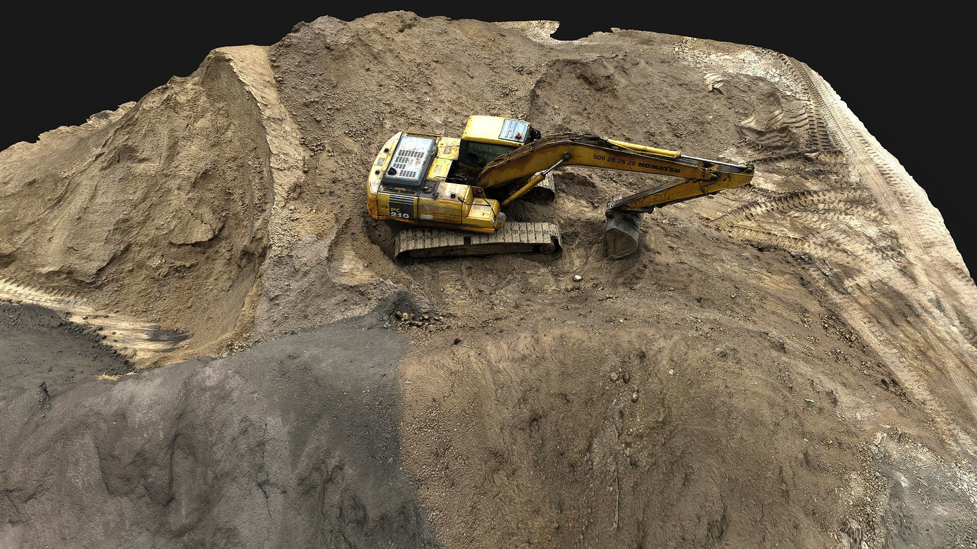 construction-site terrain sand piles machinery scan Low-poly 3D model_2