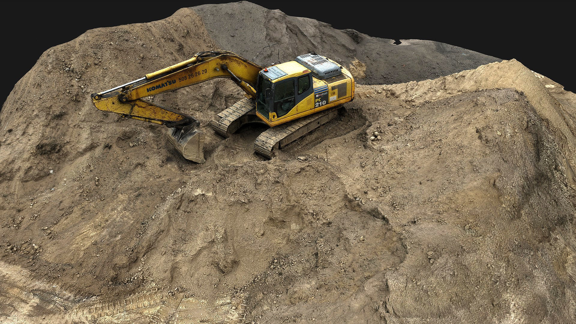 construction-site terrain sand piles machinery scan Low-poly 3D model_4