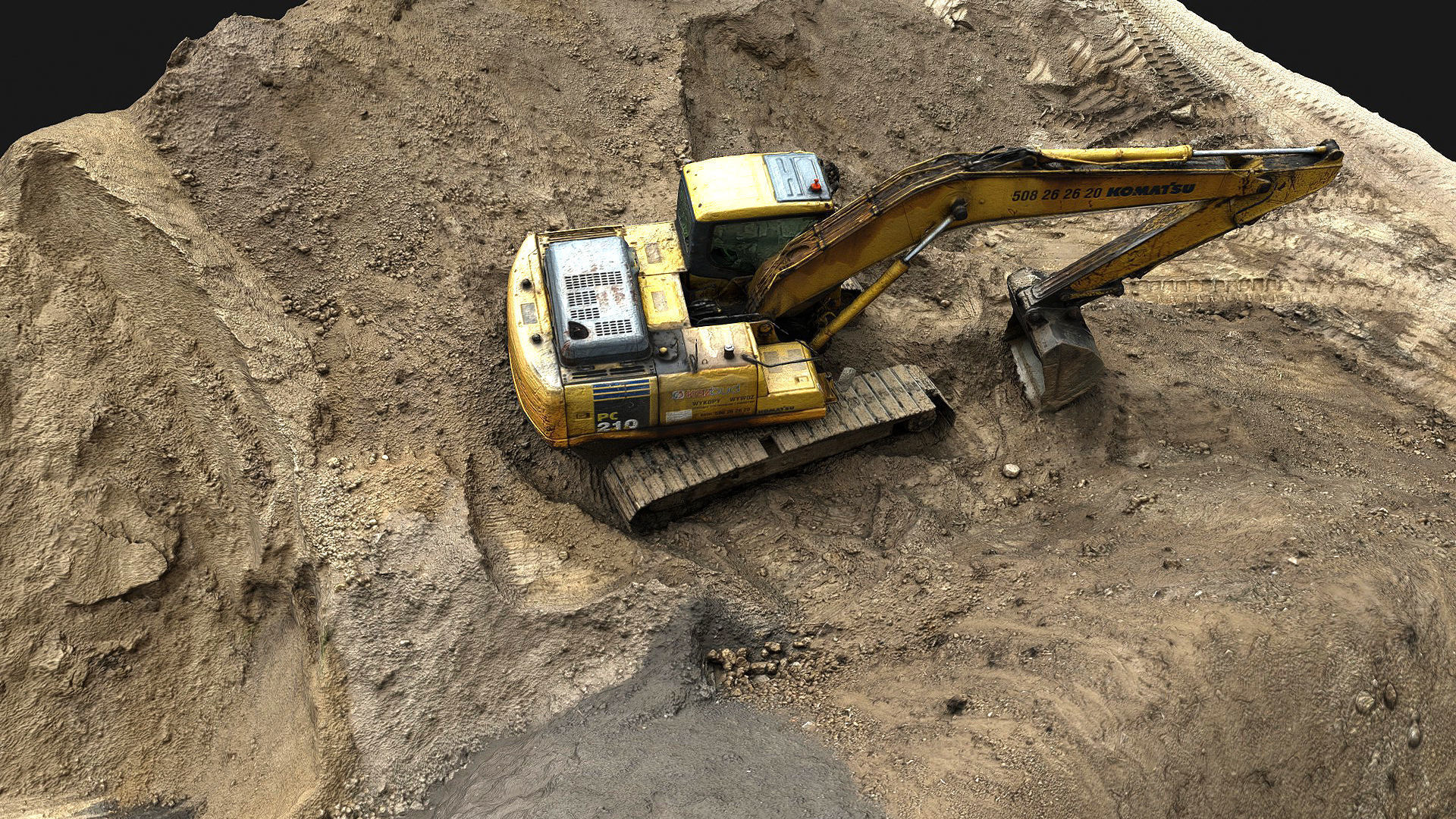construction-site terrain sand piles machinery scan Low-poly 3D model_5