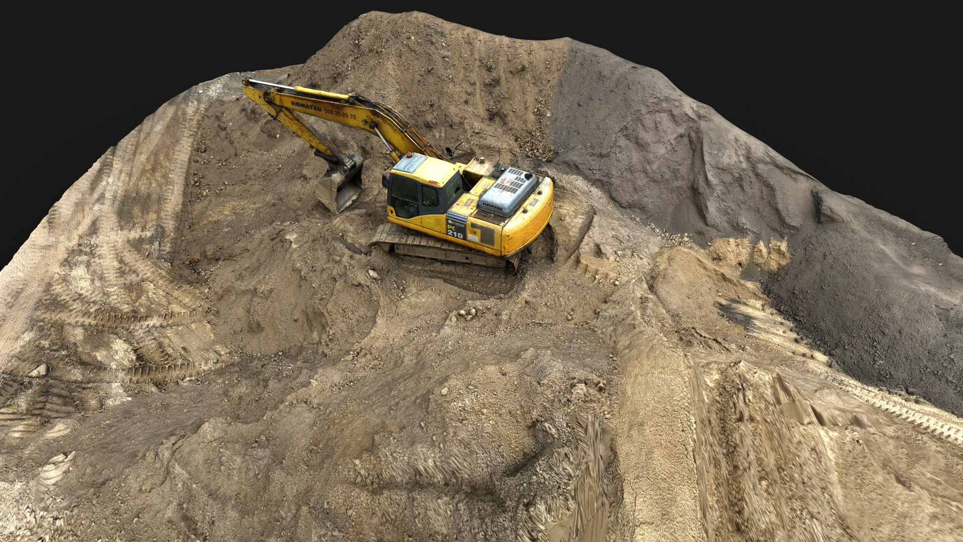 construction-site terrain sand piles machinery scan Low-poly 3D model_3