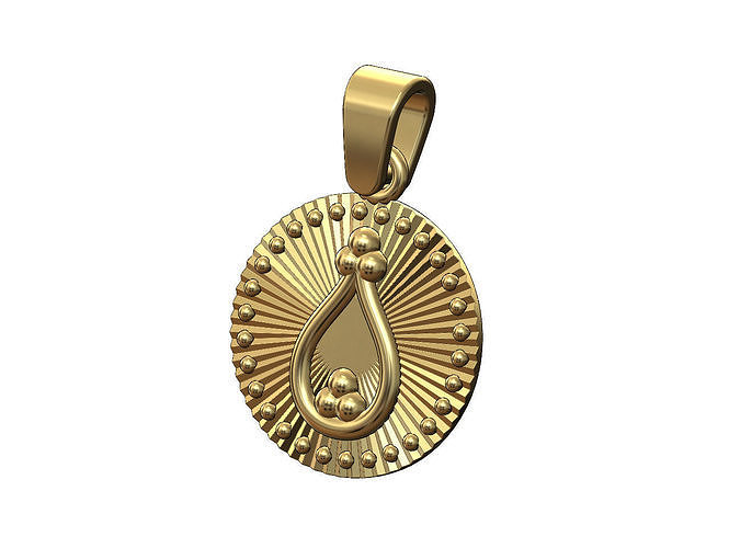 Faceted bead crown coin pendant charm with bail 3D print model