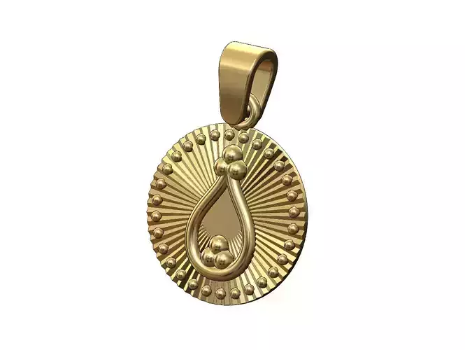 Faceted bead crown coin pendant charm with bail