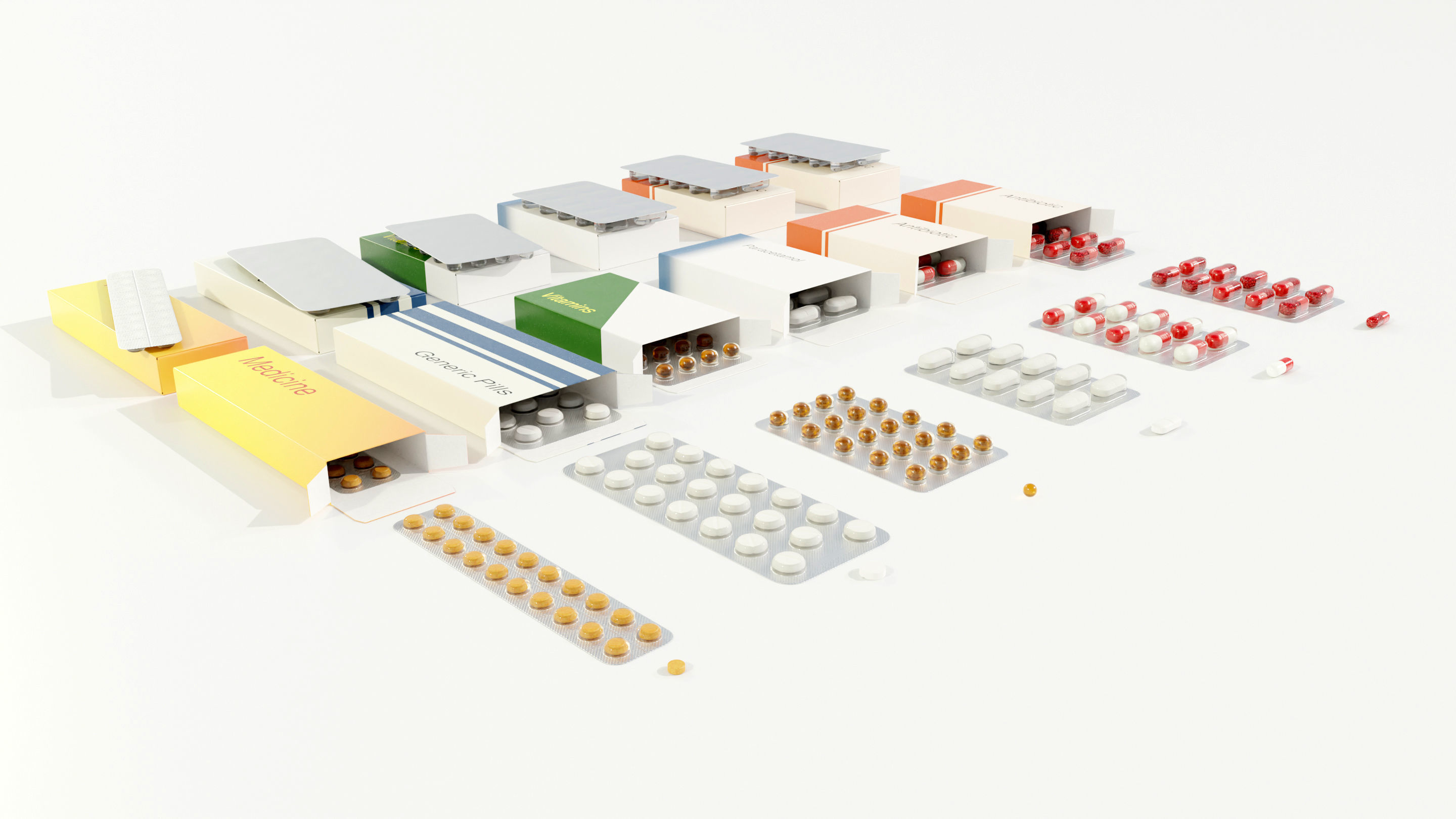 Medicine Packages 3D model_2