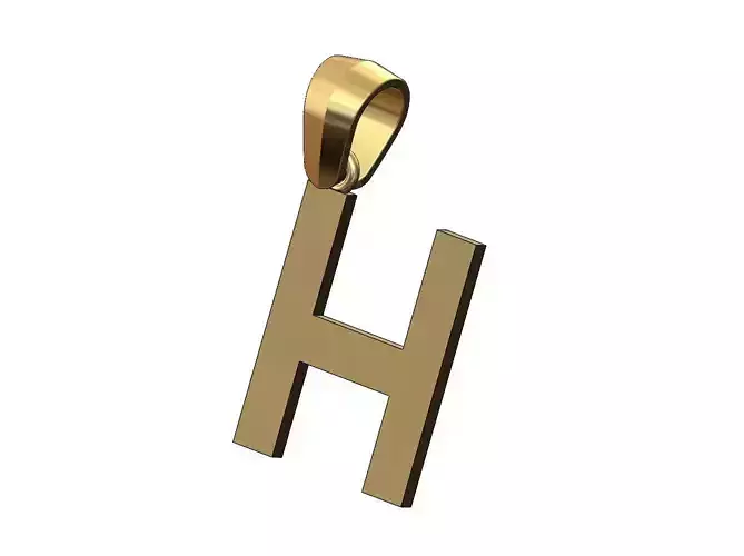 Simple H initial letter dashing font pendant charm with bail 3D print model