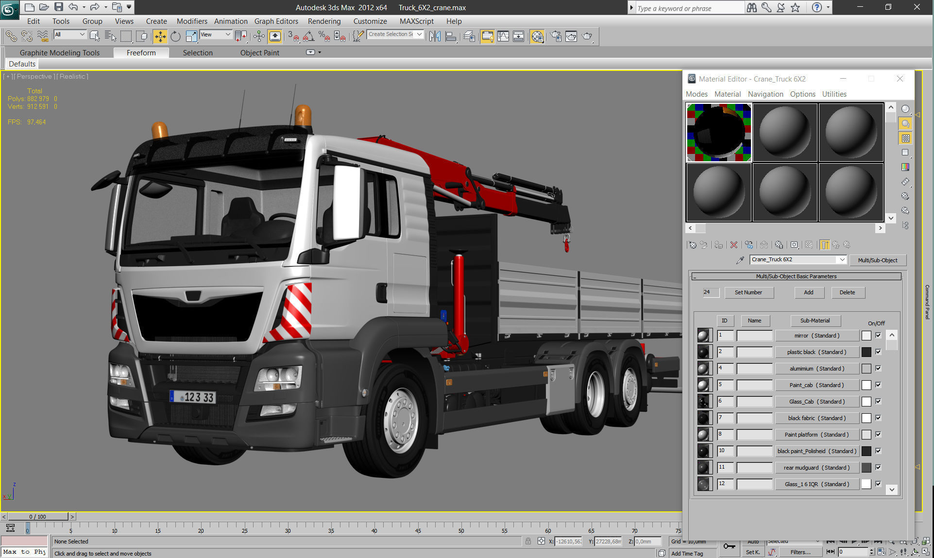 Mobile Truck Crane 6X2 3D model_29