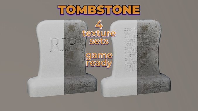 Tombstone Concrete Dirty cemetery halloween gravestone Low-poly 3D model