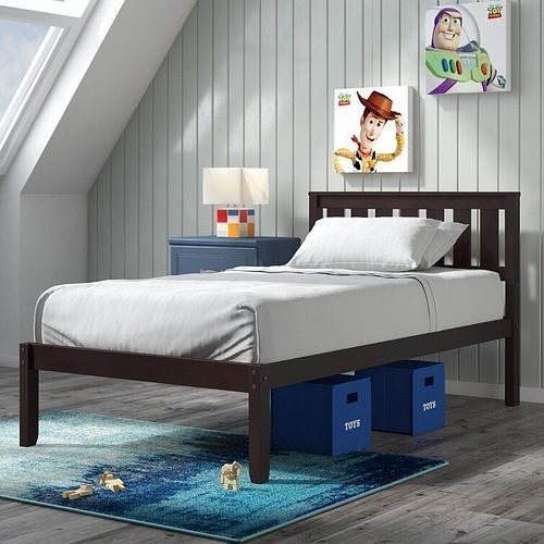 Rowen Twin Wood Platform Bed - 2 Colour 3D model