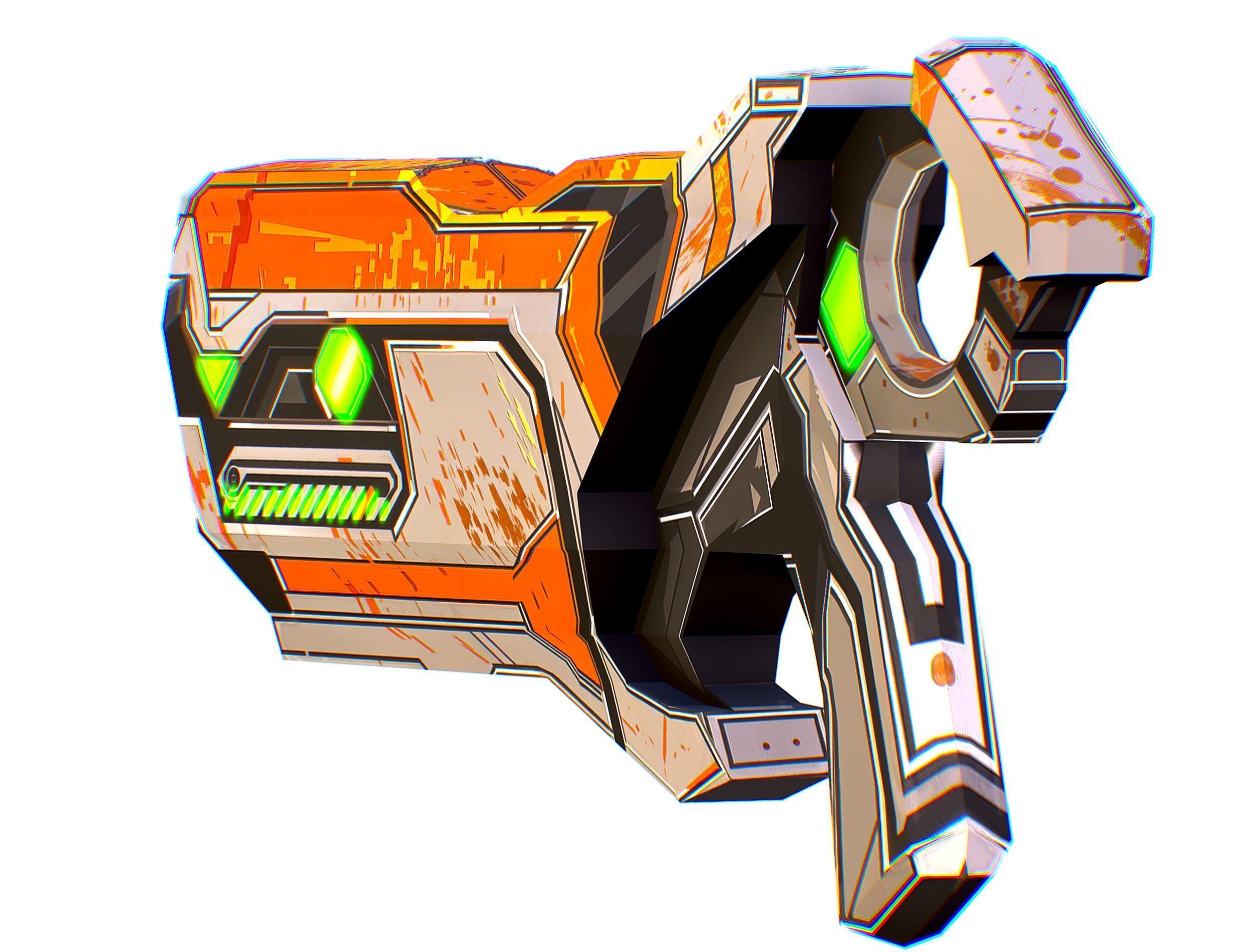 Low Poly Cyborg Soldier with Automatic Rifle and Pistol - 3dsMax Low-poly 3D model_50