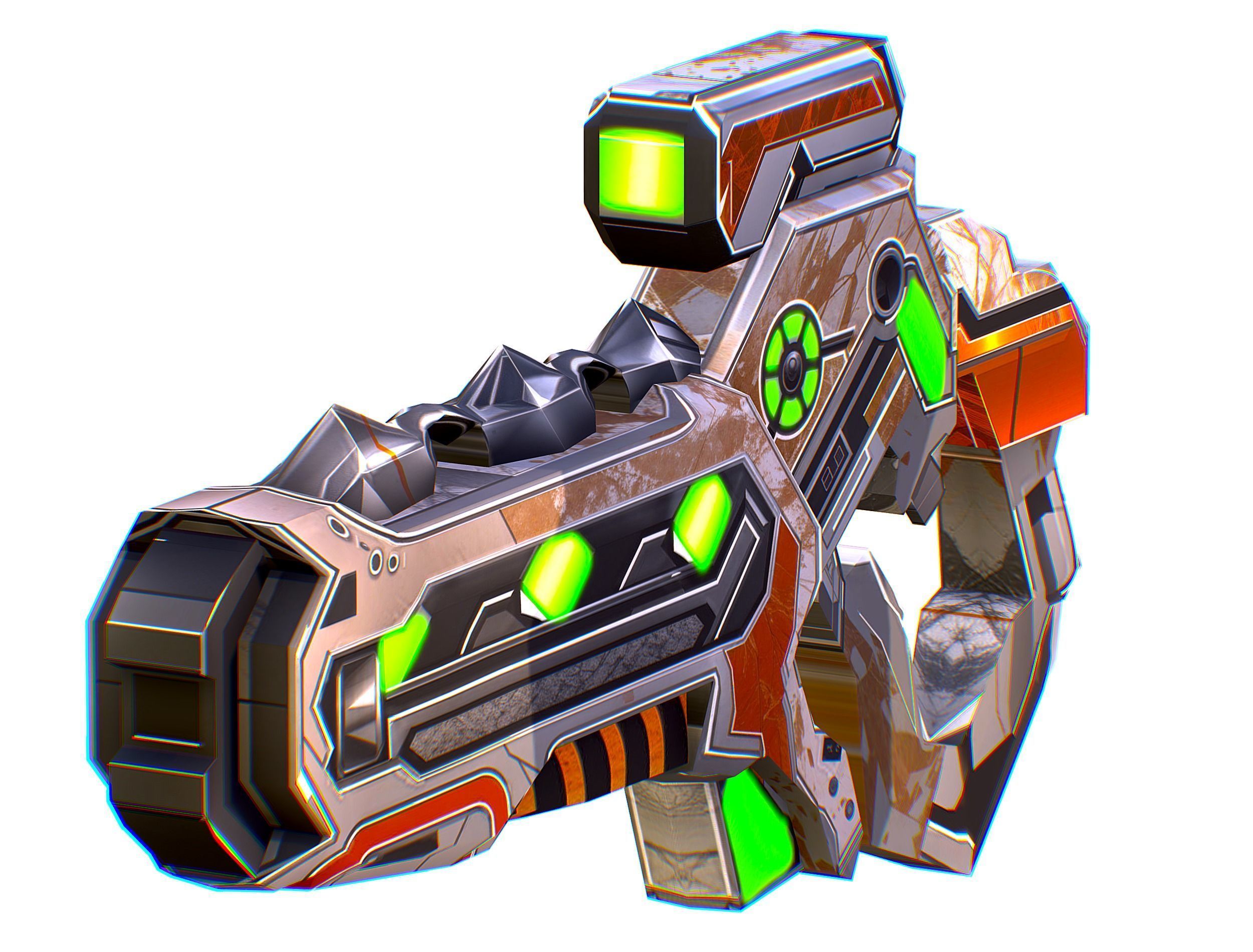 Low Poly Cyborg Soldier with Automatic Rifle and Pistol - 3dsMax Low-poly 3D model_32