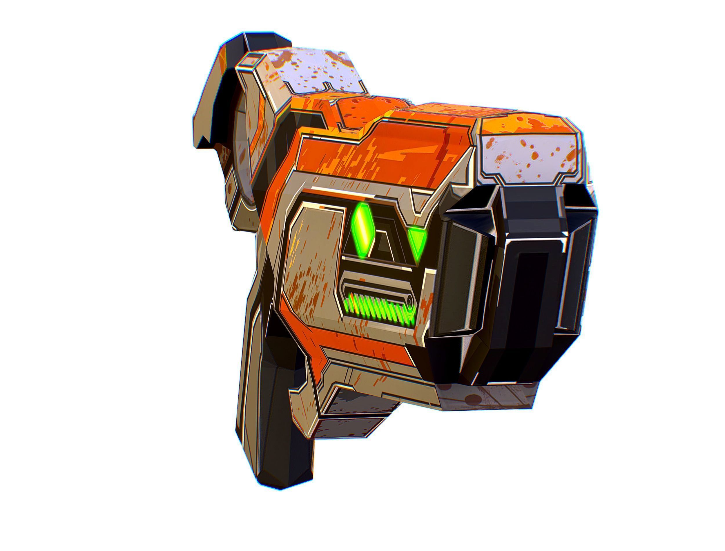 Low Poly Cyborg Soldier with Automatic Rifle and Pistol - 3dsMax Low-poly 3D model_45