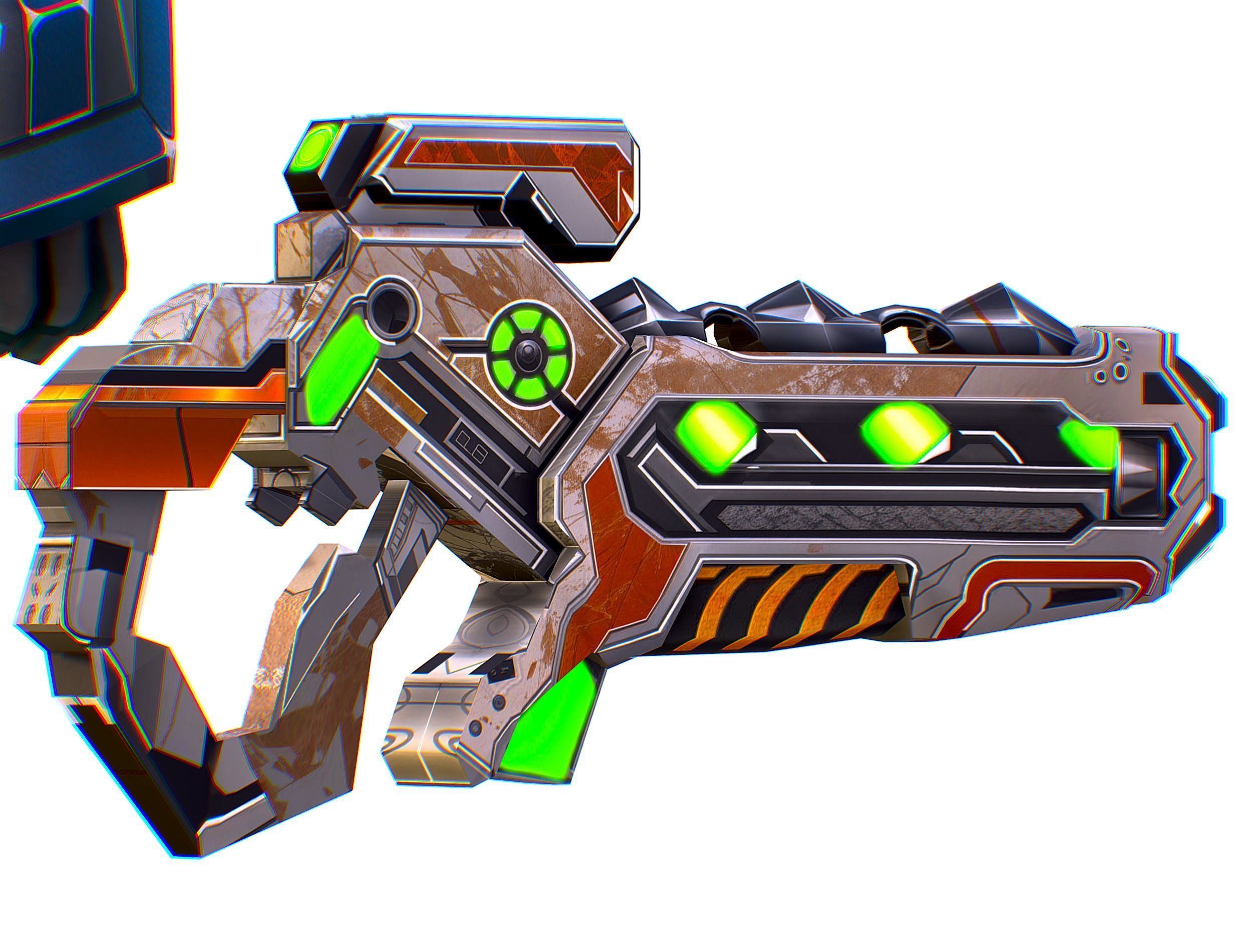 Low Poly Cyborg Soldier with Automatic Rifle and Pistol - 3dsMax Low-poly 3D model_37