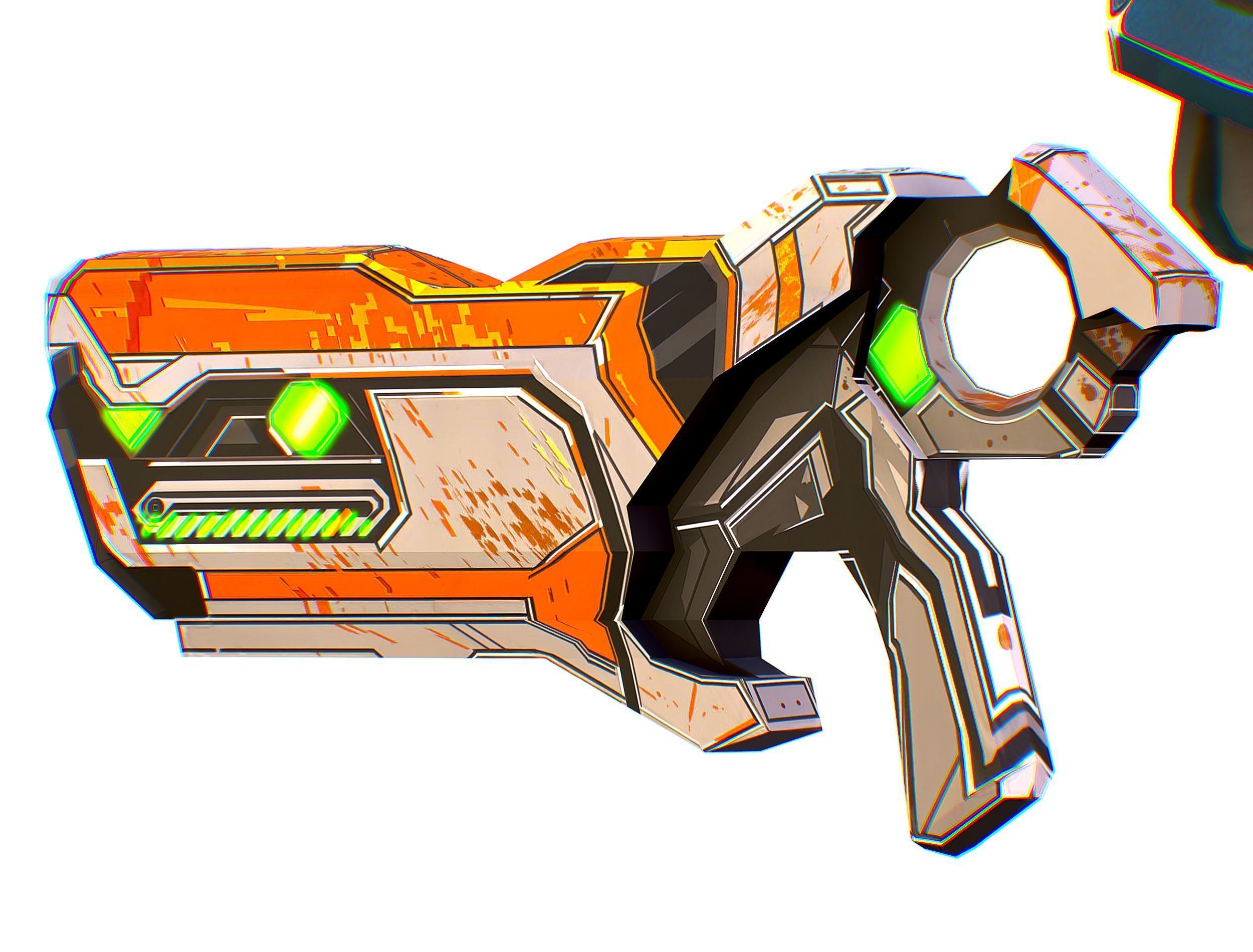 Low Poly Cyborg Soldier with Automatic Rifle and Pistol - 3dsMax Low-poly 3D model_51